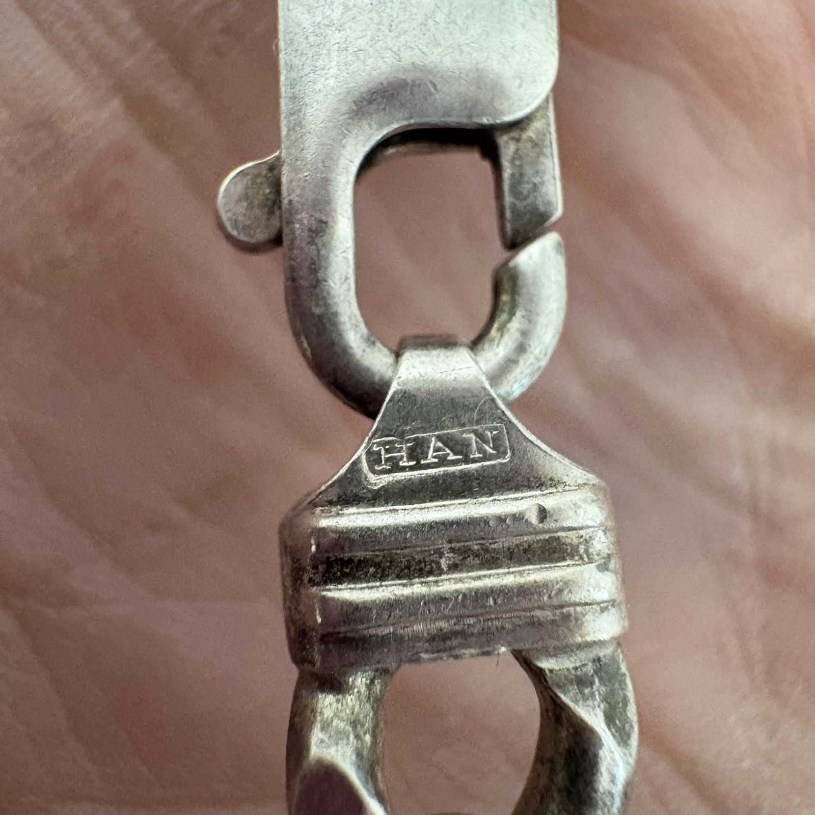 Vintage HAN Italy 925 Sterling Silver Figaro Chain Necklace 42 Grams 20” Long