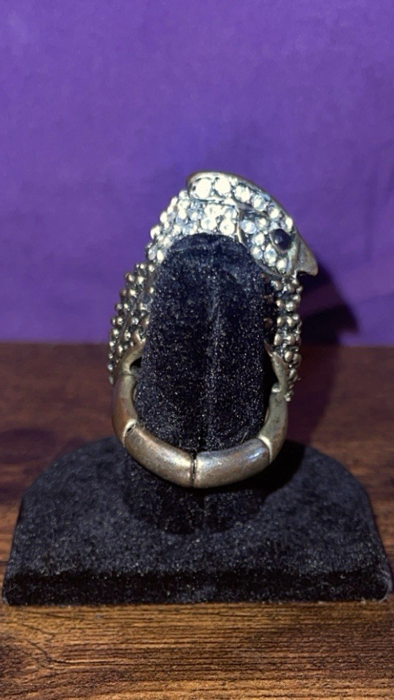 Vintage Estate Owl Rhinestone Cocktail Statement Ring & Sparkly Stud Earrings