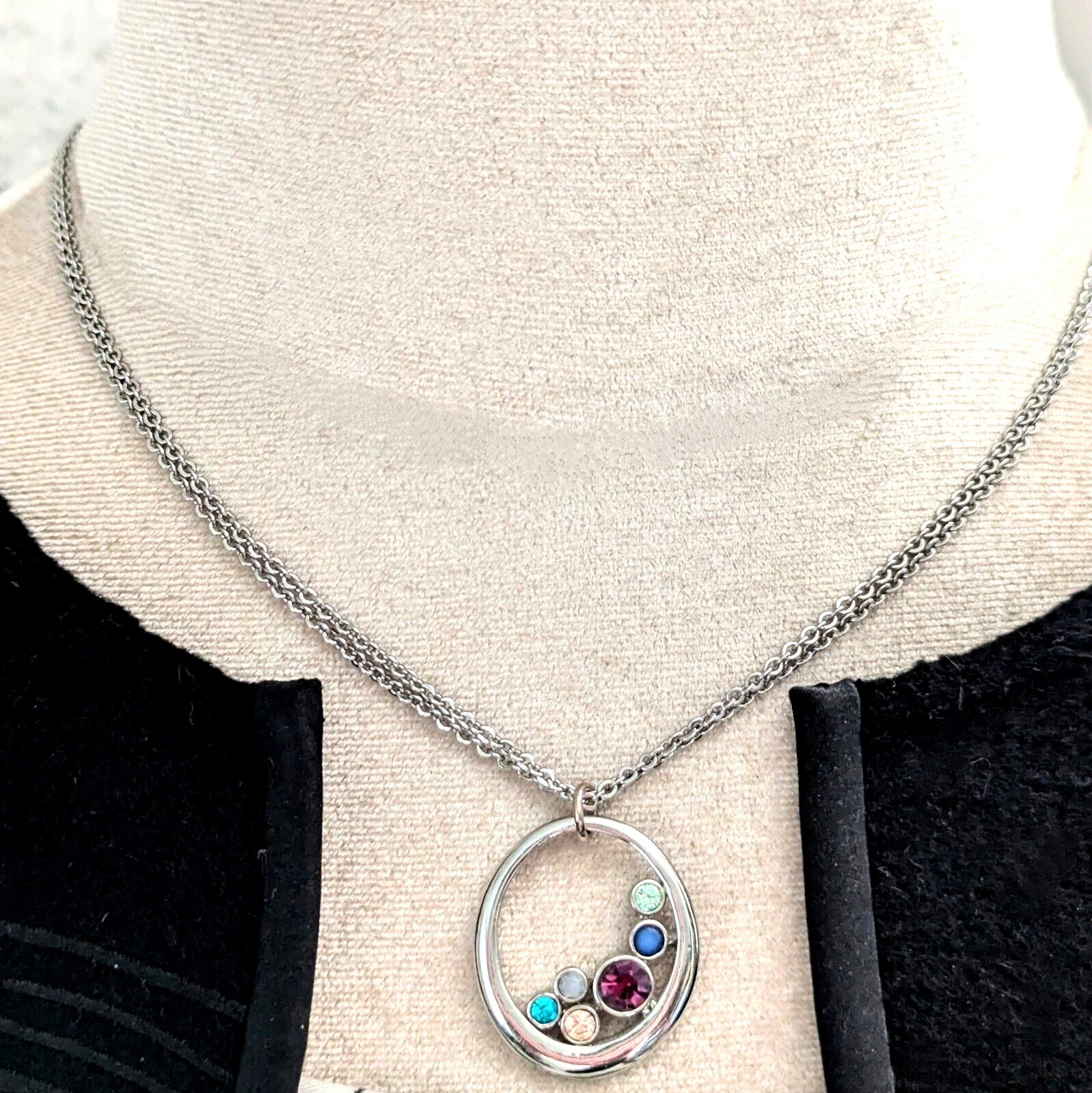 Lia Sophia Off Beat Pendant Necklace Boho Modernist Style Jewelry Adjustable 21″