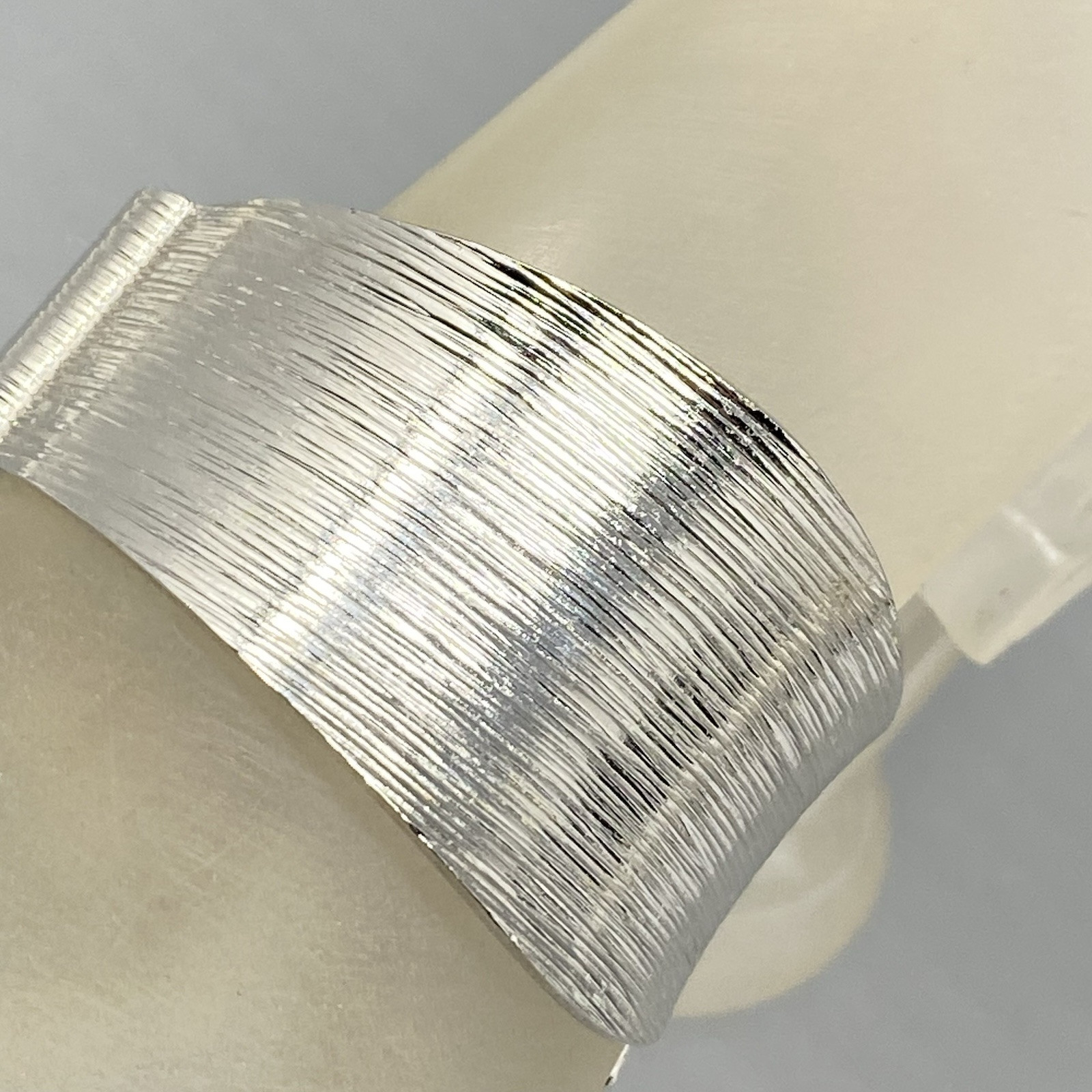 Emmons Clamper Bracelet Bangle Brushed Silver Tone Wide Open Side Hinge Vtg 7″