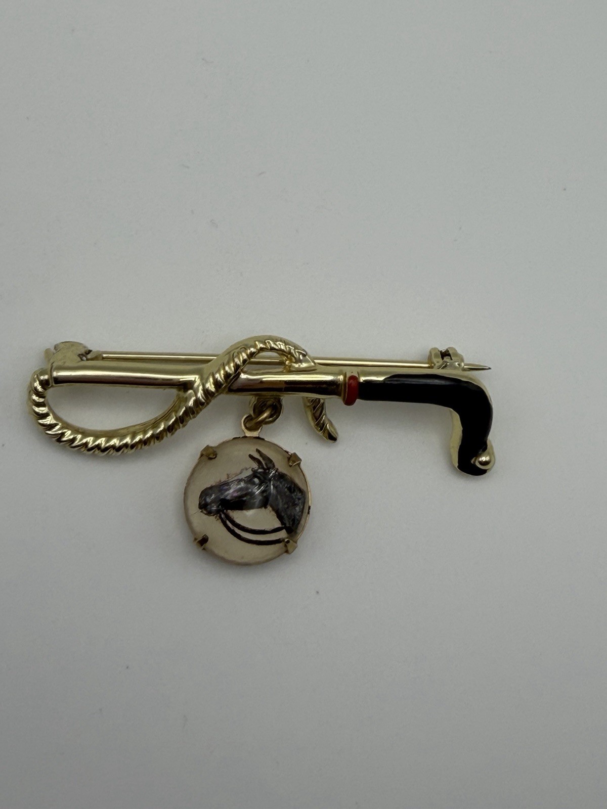 Vintage Equestrian Reverse Painted Horse Brooch