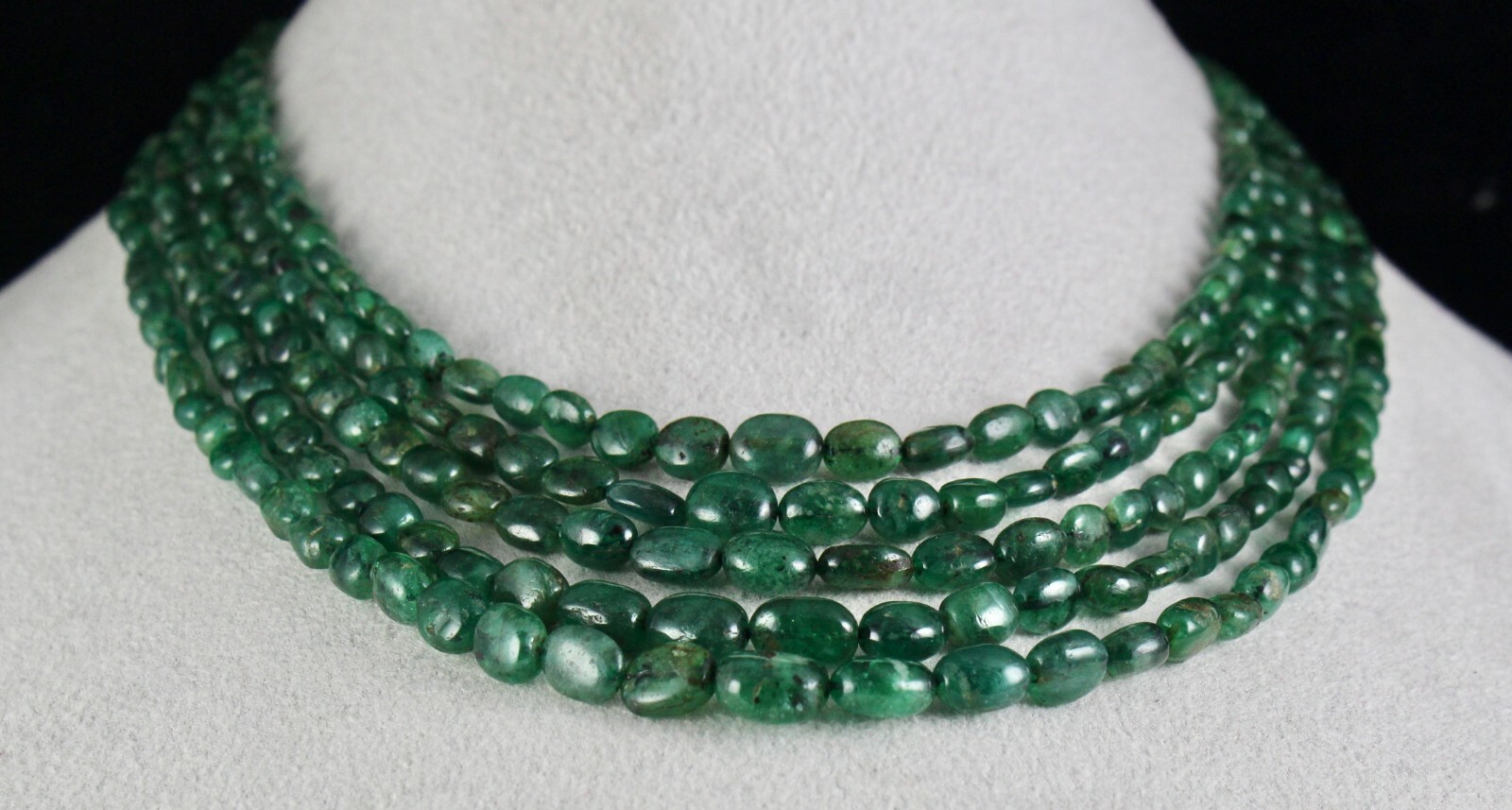 Certified Vintage Natural Emerald 308ct Beads Nugget Gemstone Necklace Women’s