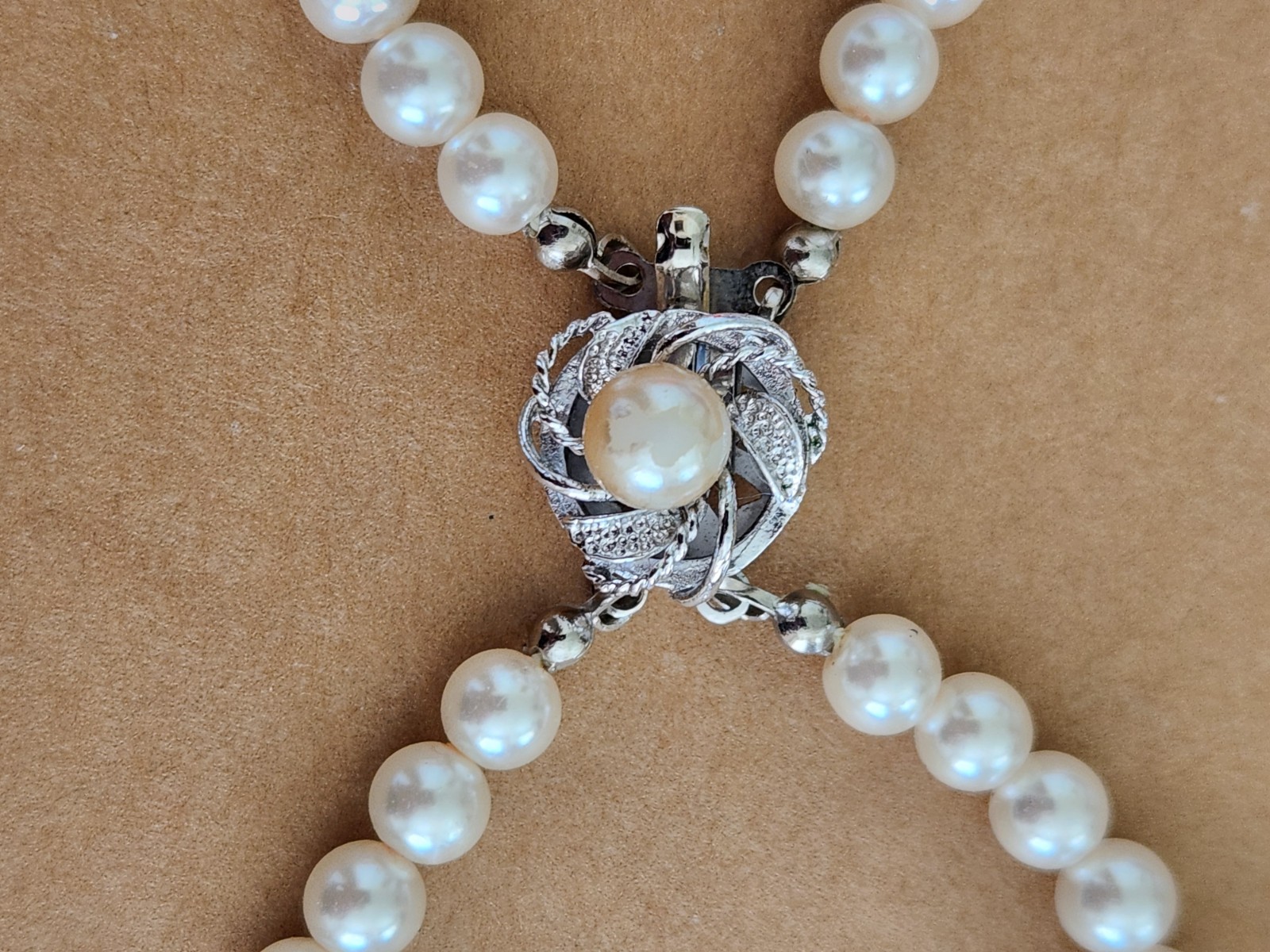 Double Strand Imitation Pearl Necklace 17-17.5″ Pearl Size 5mm VTG From Macy’s