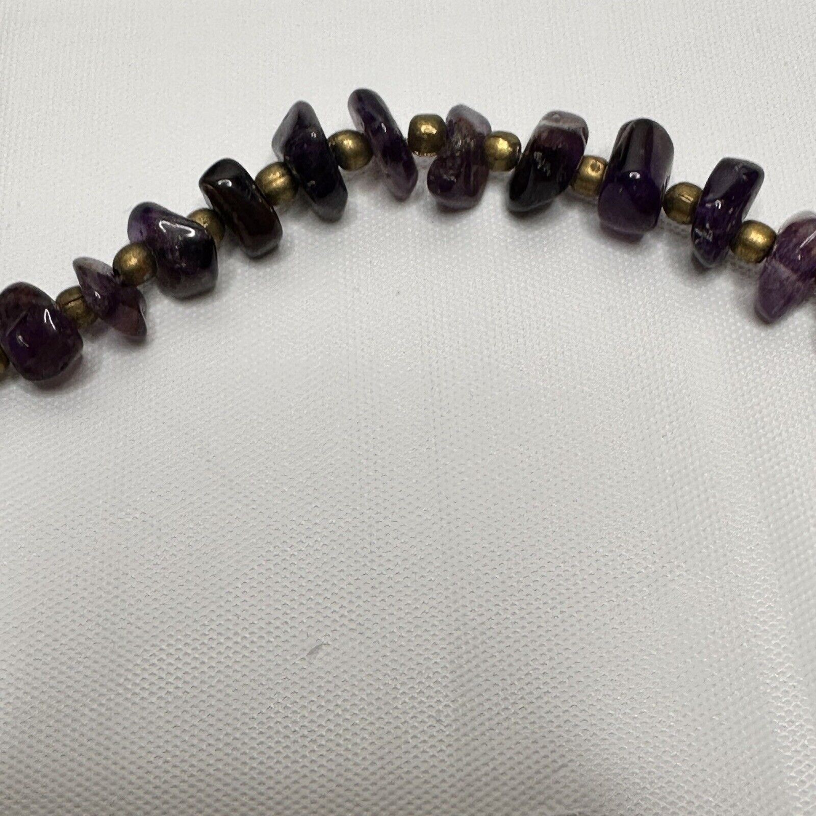 Vintage Amethyst Necklace Polished Gemstone Chip Bead Chunky 18″