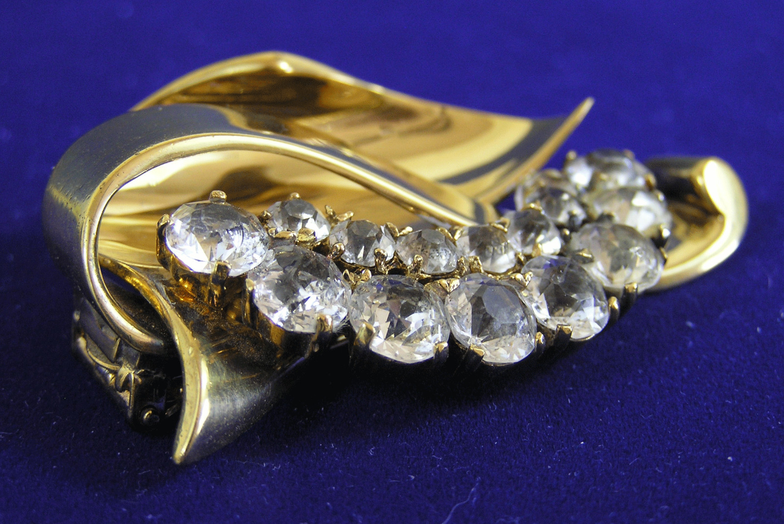 Sterling Gold Wash Clear Rhinestone Art Deco Fur Clip Brooch Pennino?
