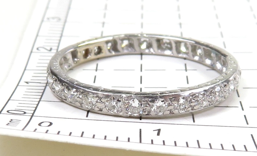 Antique Deco 1920’s Wedding Eternity Platinum Band Ring Size 7 UK-N1/2 EGL USA