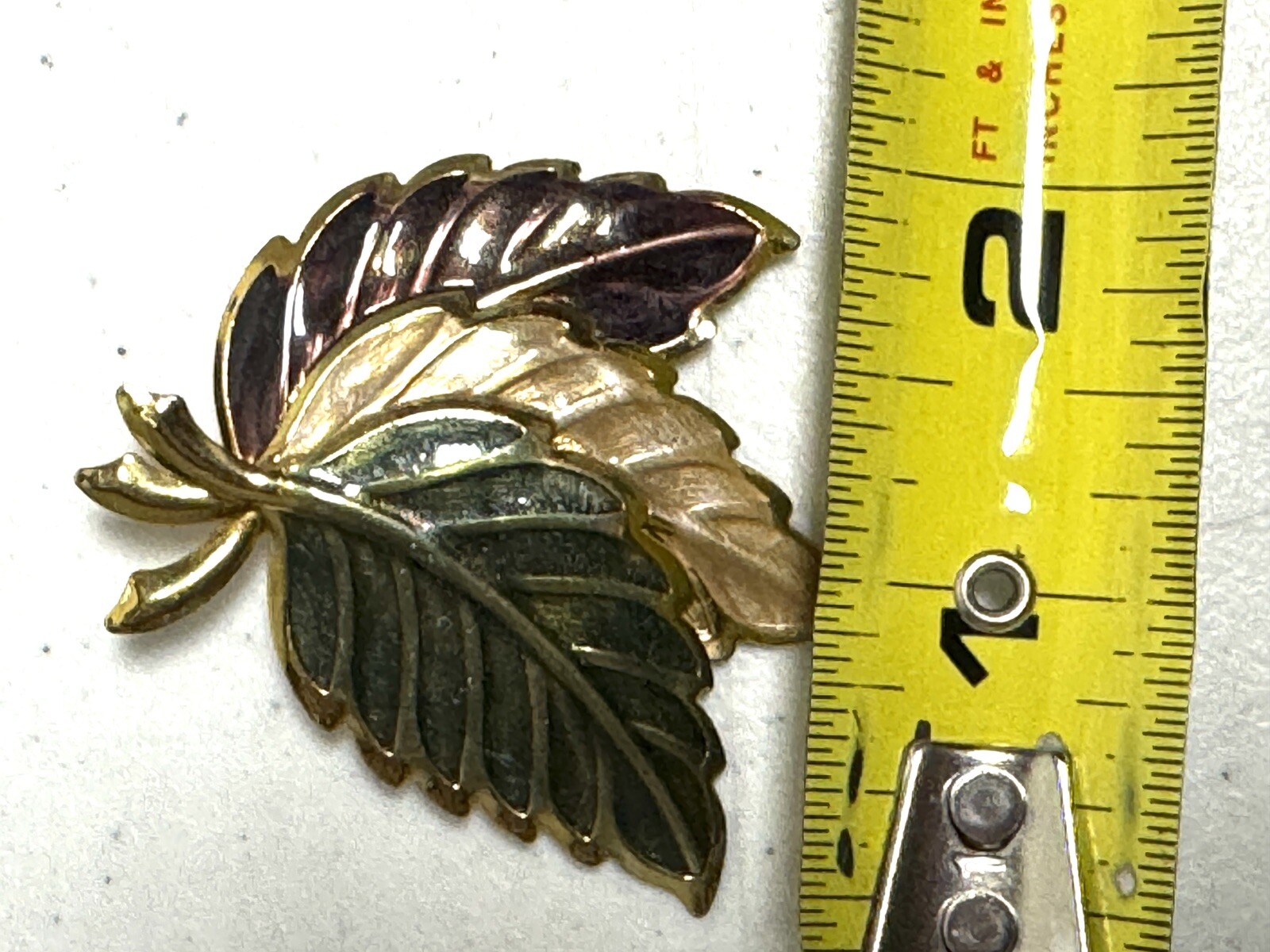 Leaf Motif Gold Tone Brooch & Earrings SET Fall Colors