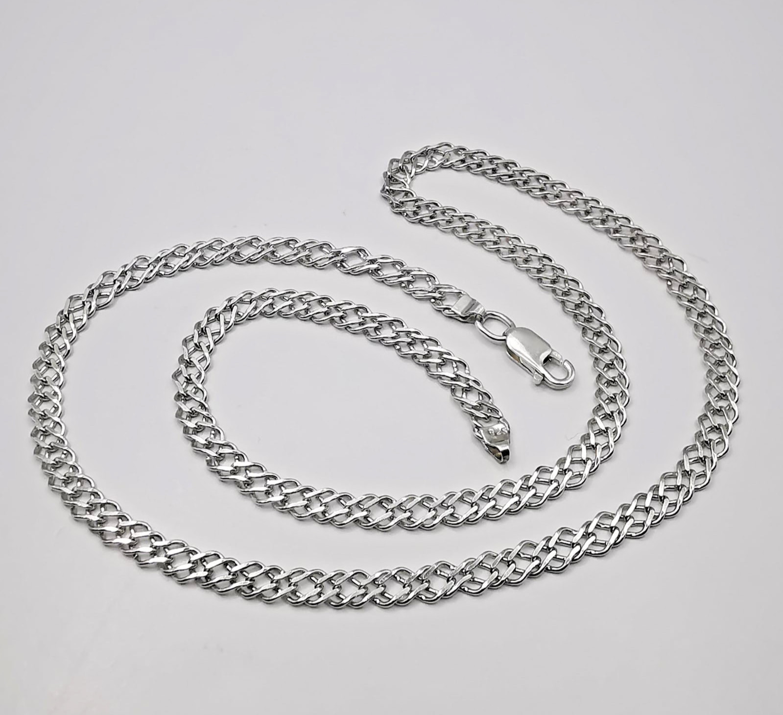 925 Sterling Silver Wheat Spiga Chain Necklace Statement Vintage Hallmarked