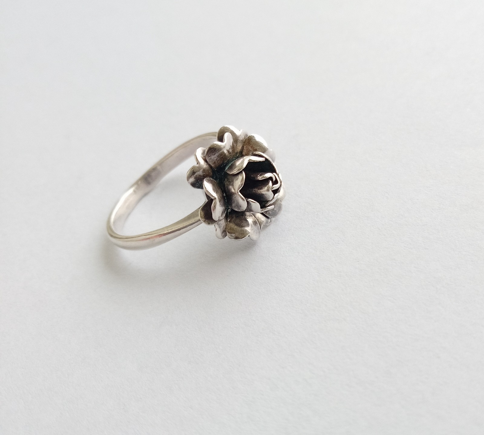 Vintage ring “Rose” Sterling Silver 875 star USSR time Women Jewelry size 8.5
