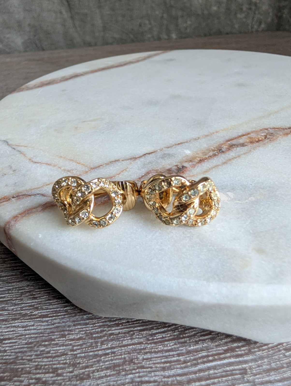 Vintage Christian Dior Gold-Tone Knotted Rope Clip-On Earrings