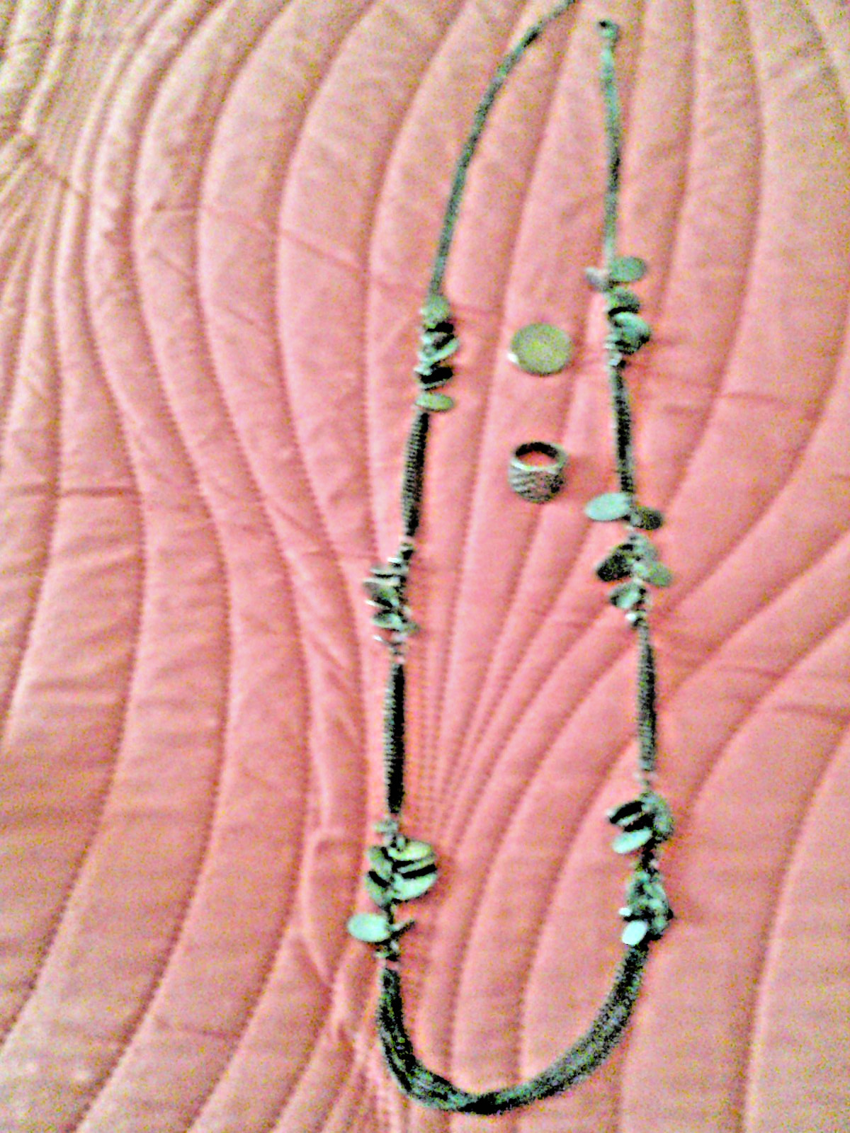 Vintage Bronze Tone 35″ Necklace Ring Size 6