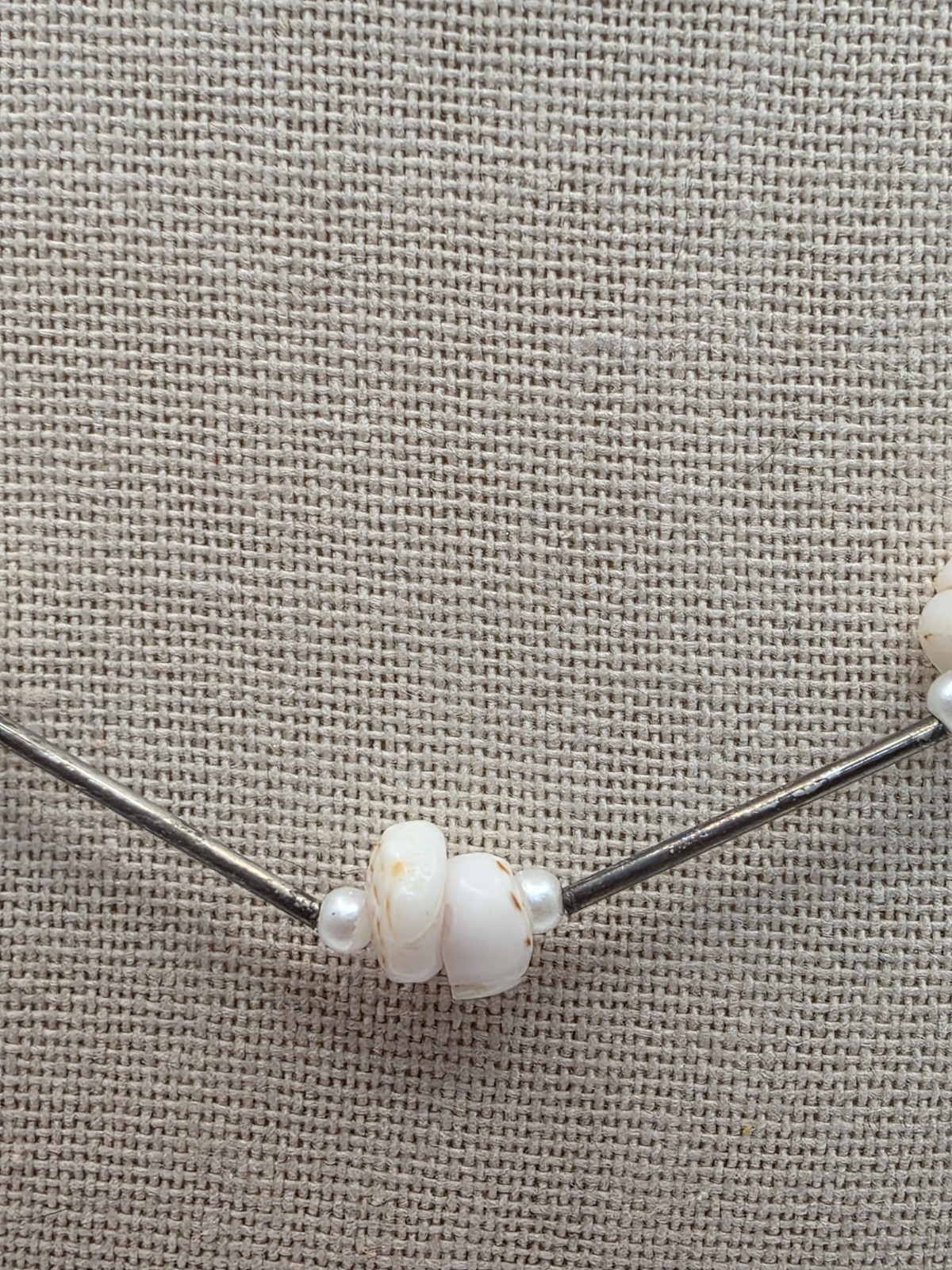 Vintage Hobe’ Necklace With Shells And Pearls Silvertone Tube Beads