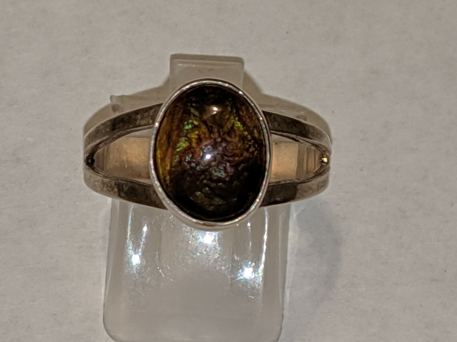 VINTAGE FIRE AGATE RING STERLING SILVER 925 ABOUT SIZE 9 1/4