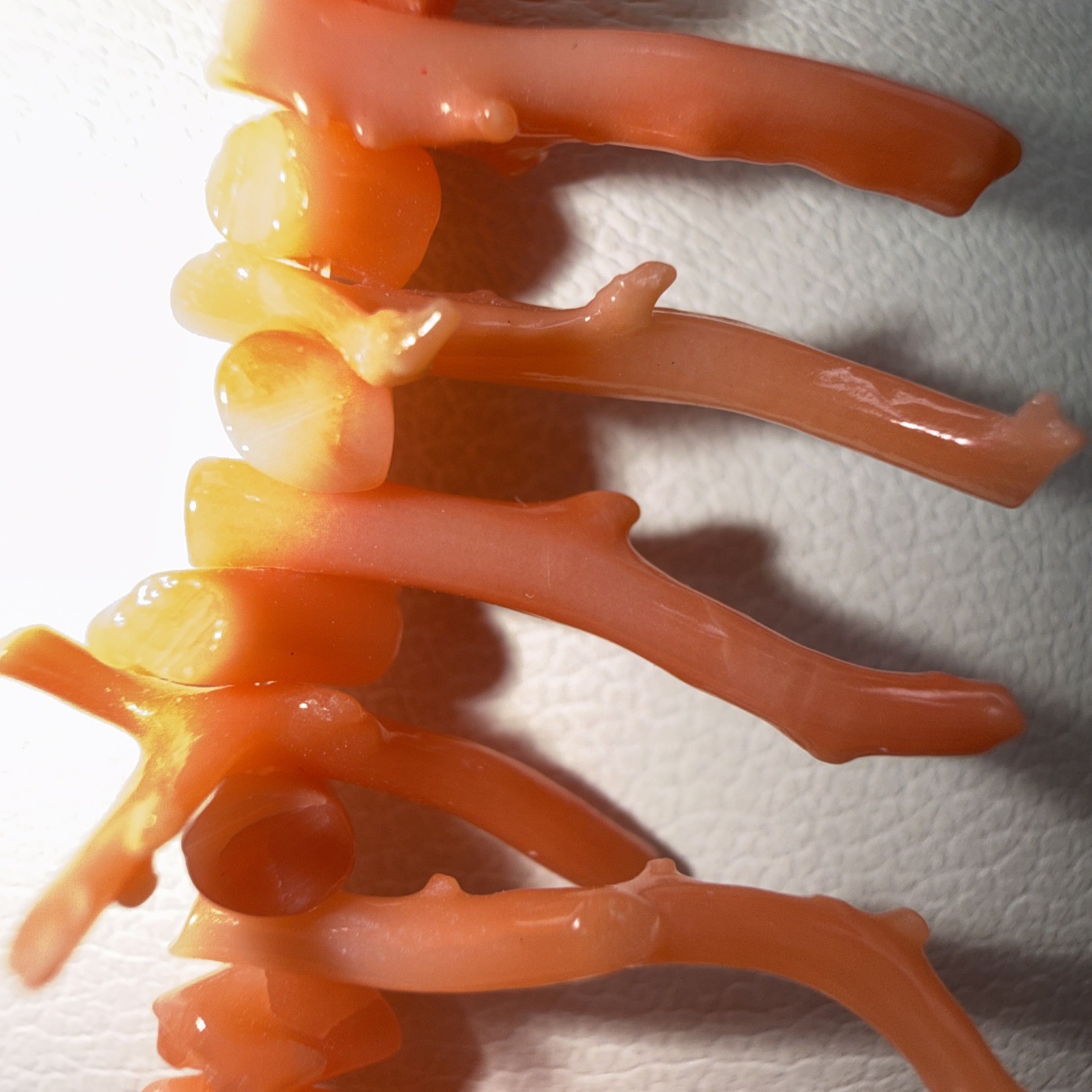 Natural Pink Salmon Color Coral Stick-Branches Necklace 16” Box Clasp