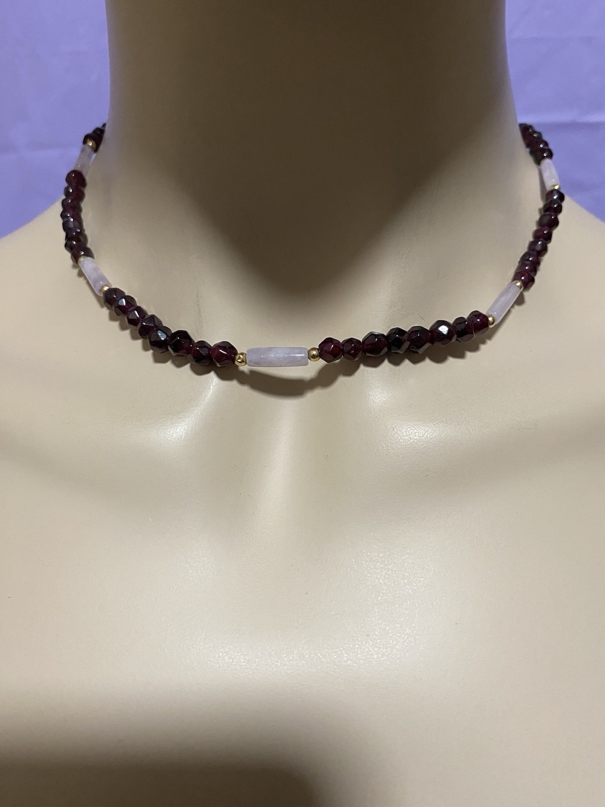 14kt Rose Quartz Garnet Necklace 16” Bracelet 6.5” Set