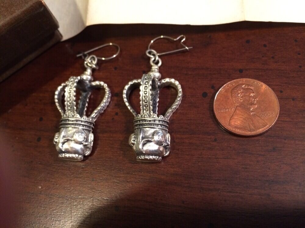 Vintage Sheffield Silver Mace Dangle Drop Earrings – Alva Museum – Original Box