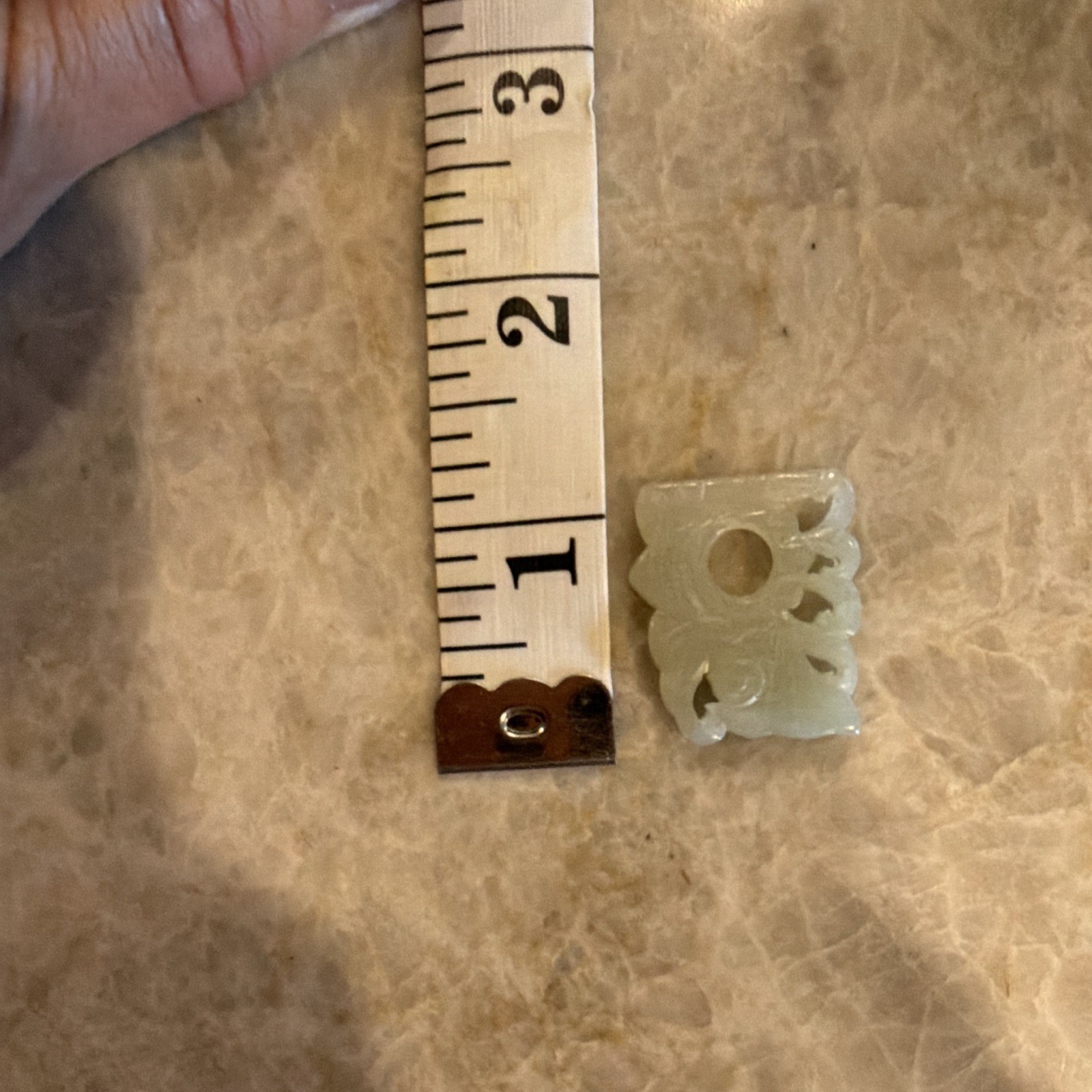Green Carved Stone Square Pendant Charm, Pendant Style, Center Hole
