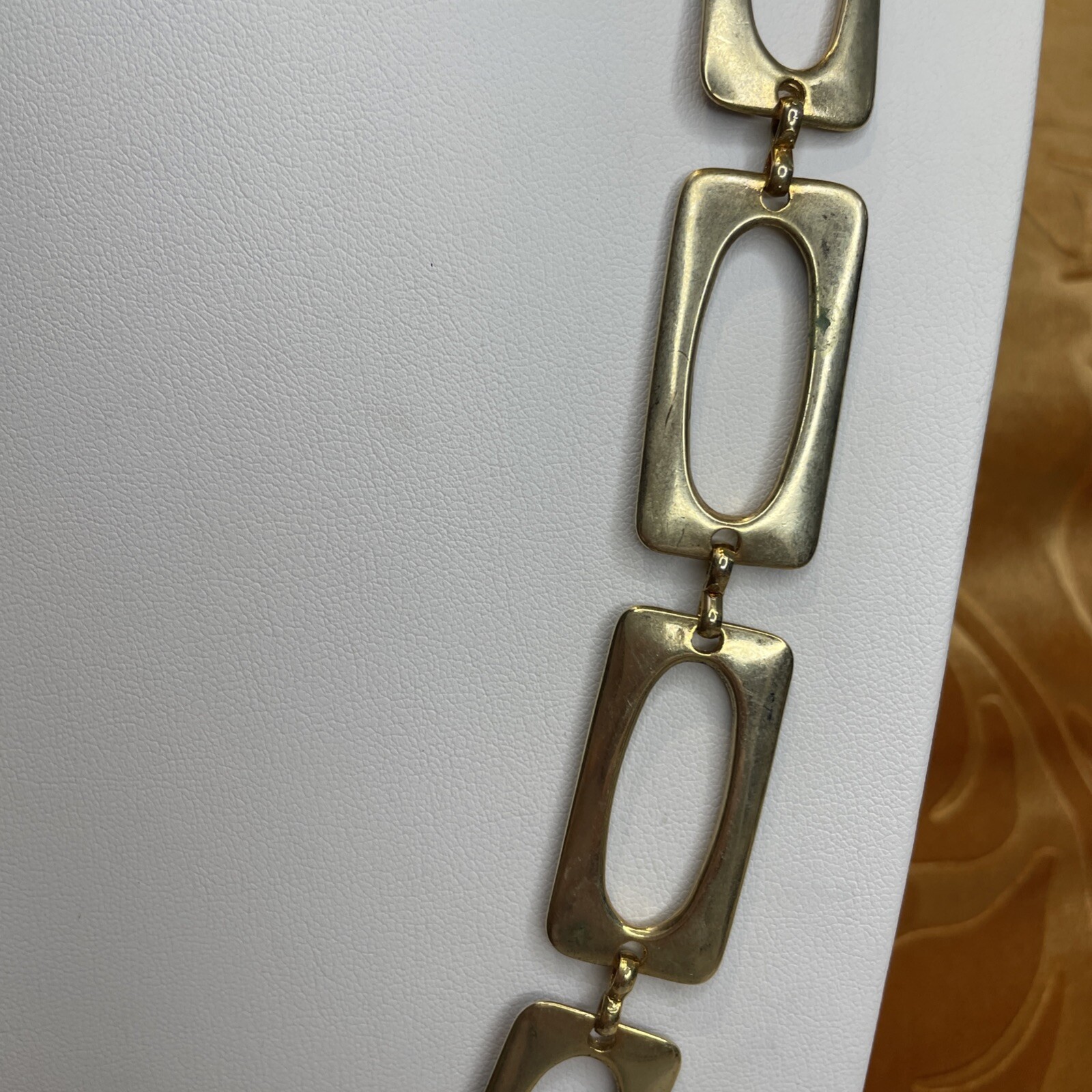 Vintage Faux Tortoiseshell Open Lozenge Gold Tone Belt Necklace