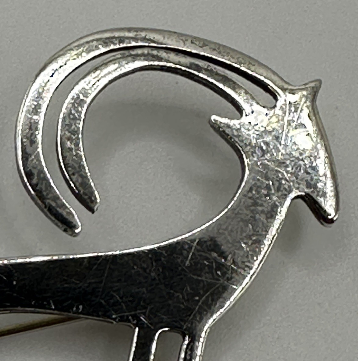 Anne Forbes Sterling Silver Mountain Goat Pin Brooch – Abstract Modern