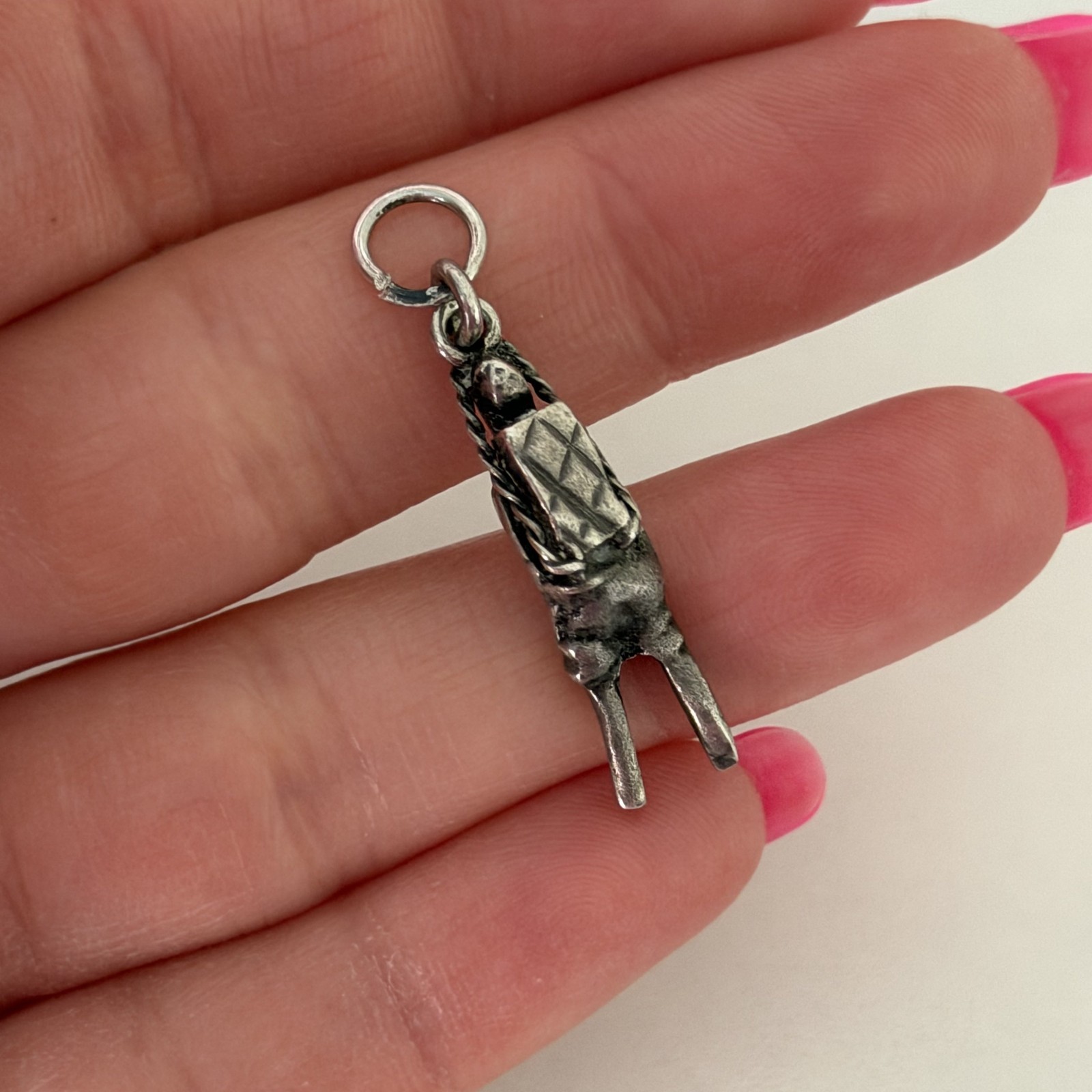 Vintage Sterling Silver Gold Miner Man 3D Person Charm Pendant