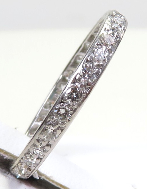 Antique Deco 1920’s Wedding Eternity Platinum Band Ring Size 7 UK-N1/2 EGL USA