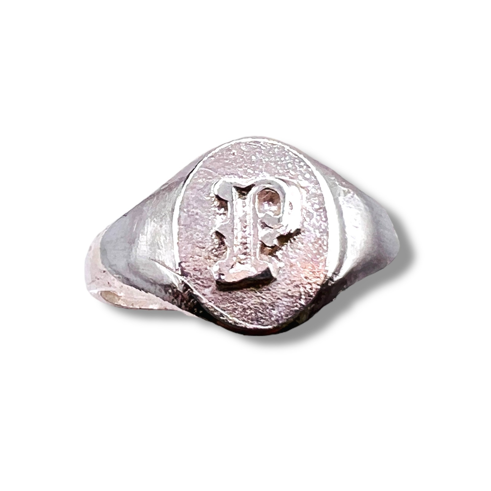 Initial Letter P Signet 925 Sterling Silver Child Woman Pinky Ring Size 3.5