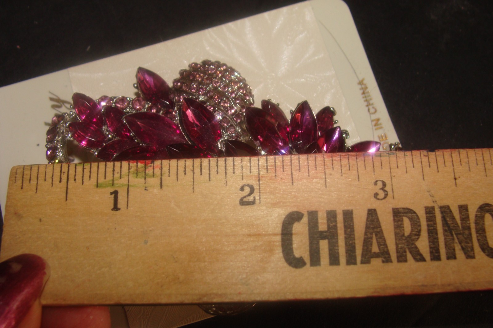 Vintage for (1) Prong set Crystal Cluster Leaf Brooch with Rhinestones