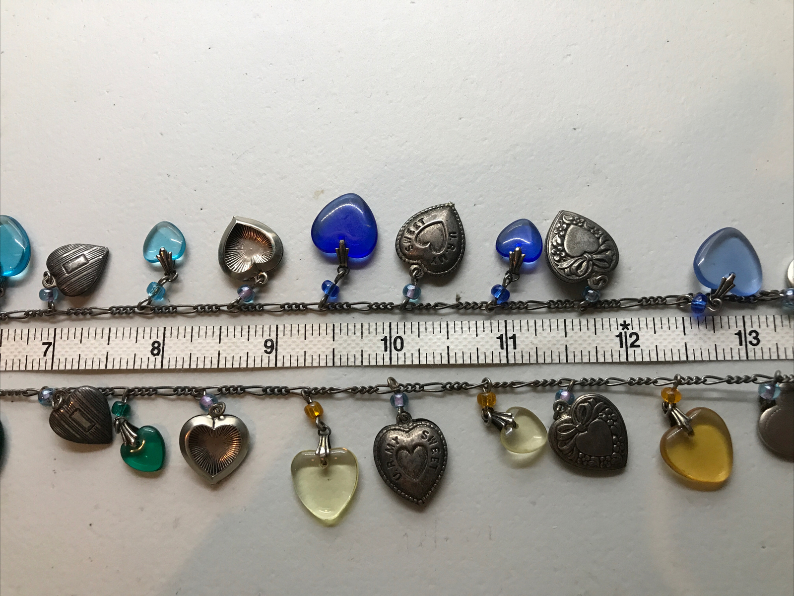 Vintage Glass Works Studio Glass & Silver Charms in Multi Colors Necklace 23