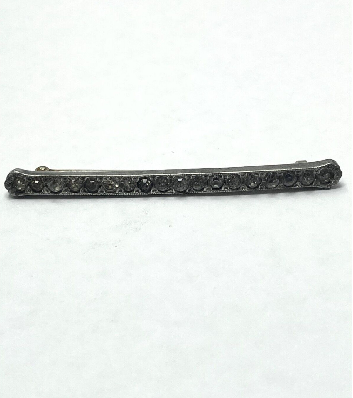 Antique Estate Rhinestone Silverite Bar Pin