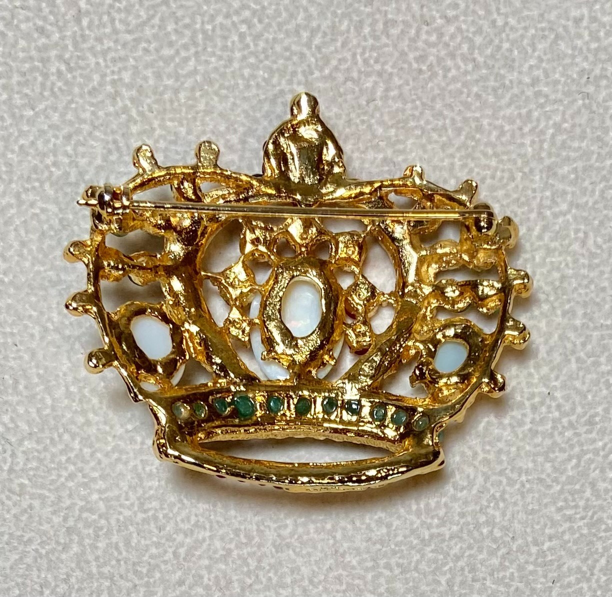 AUTHENTIC SWOBODA CROWN BROOCH ~AUSTRIAN OPAL, RUBY, SAPPHIRE, EMERALD!