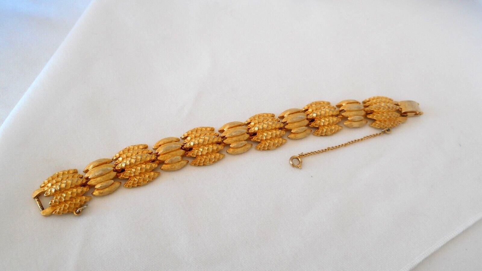Signed “Coro” Matte Textured Gold-tone Metal Safety chain (Ar