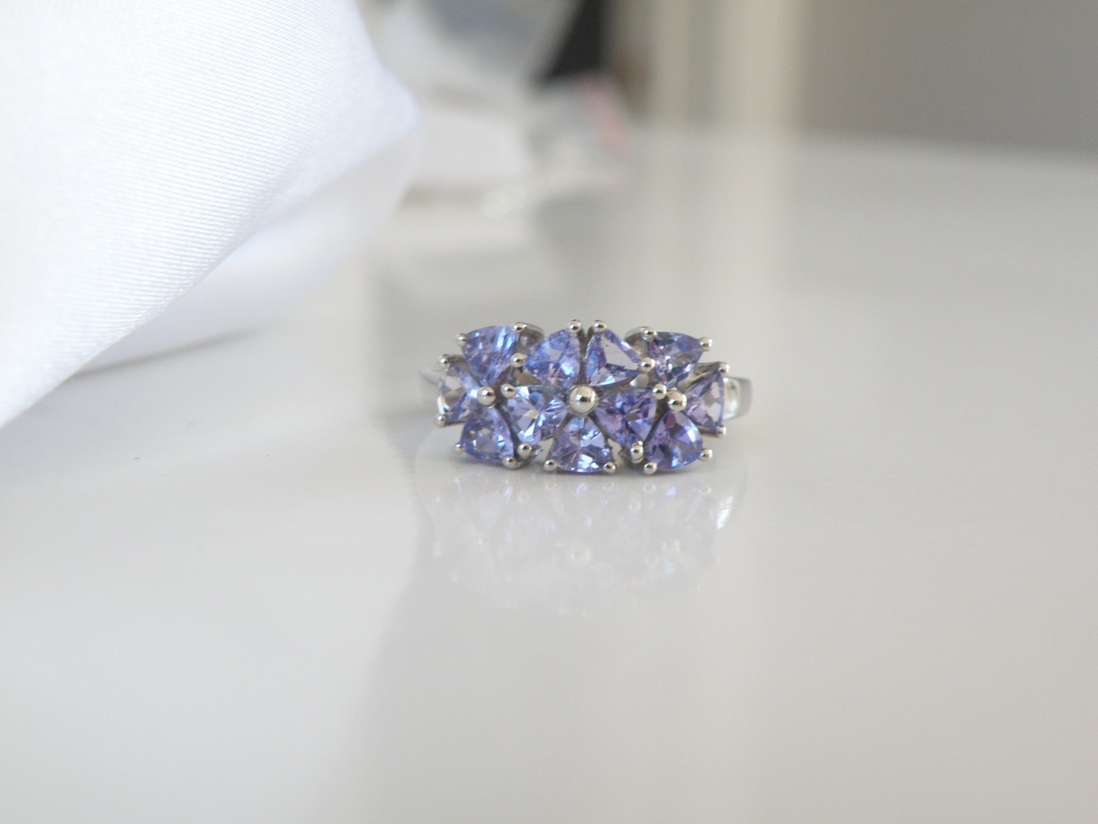 Vintage Sterling Silver 925 Natural Heated Tanzanite Band Ring Size 7