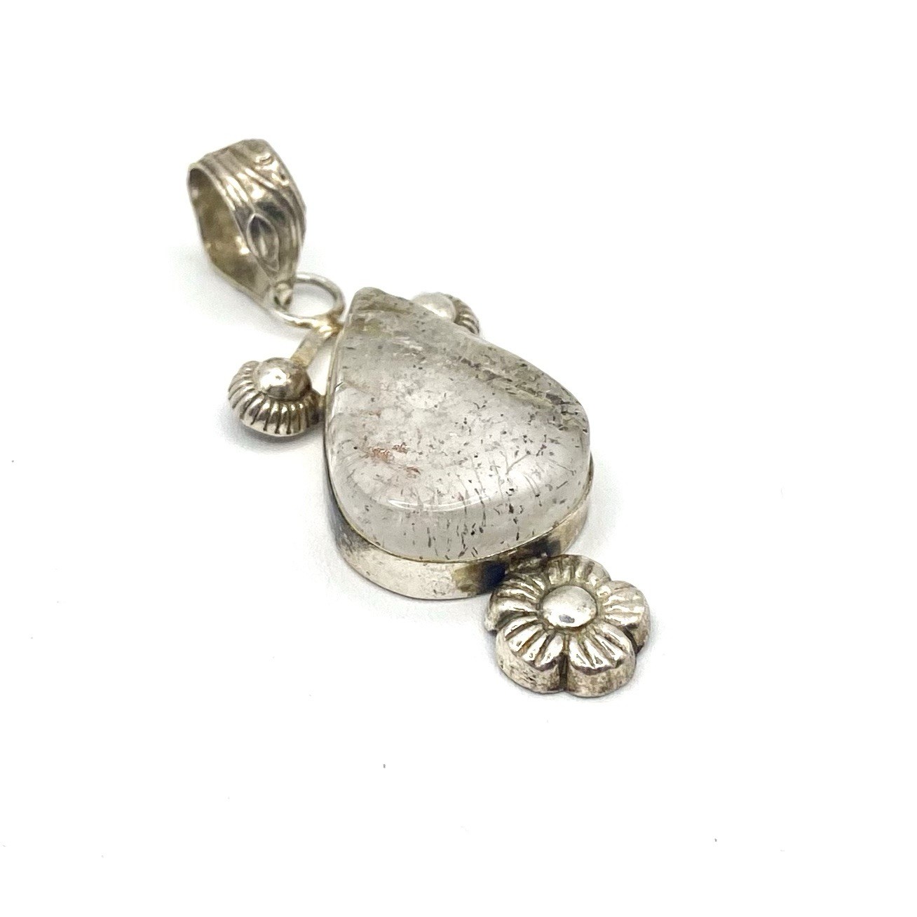 Vintage Artisan Organic Crystal Quartz Rock Stone Pendant Modernist Brutalist