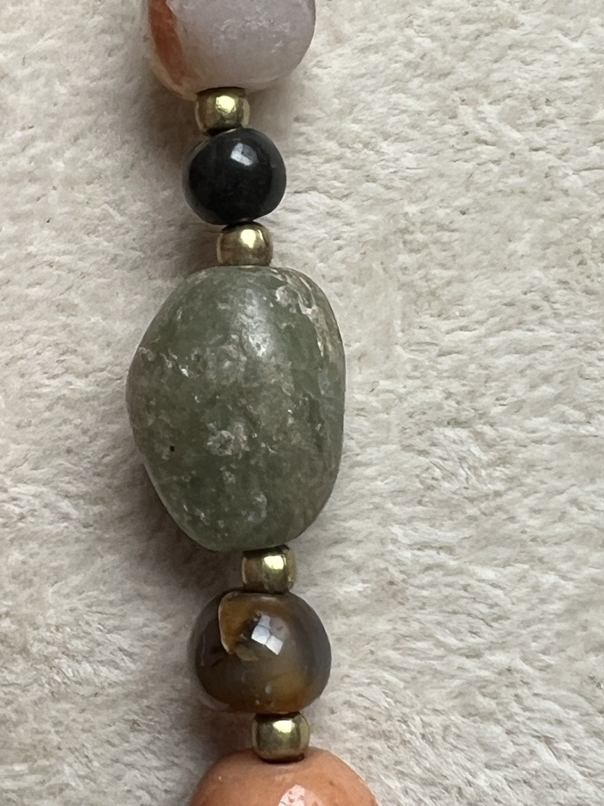 Vintage Agate Amethyst Chalcedony Beaded Necklace 31”