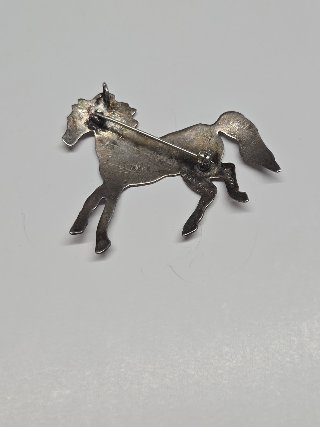 Vintage Ben J Chavez Sterling Horse Brooch Pendant