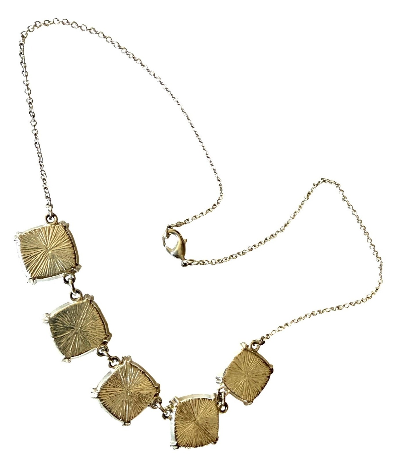 Vintage? Red Gemstone Silver Necklace With Square Faceted Stones