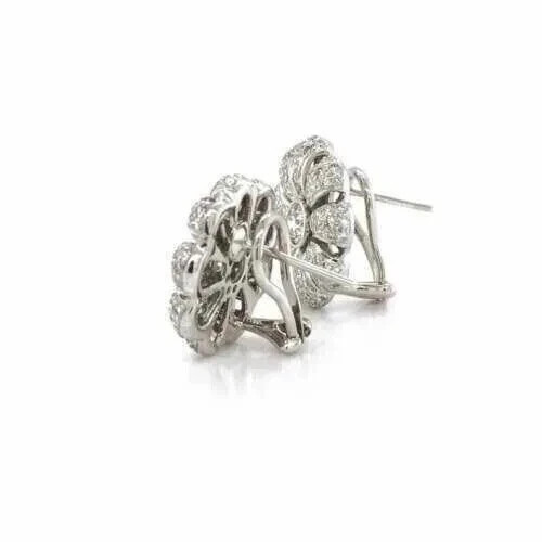 Art Deco Style 2.2Ct Lab Created Diamond Anniversary Flower Stud Silver Earrings