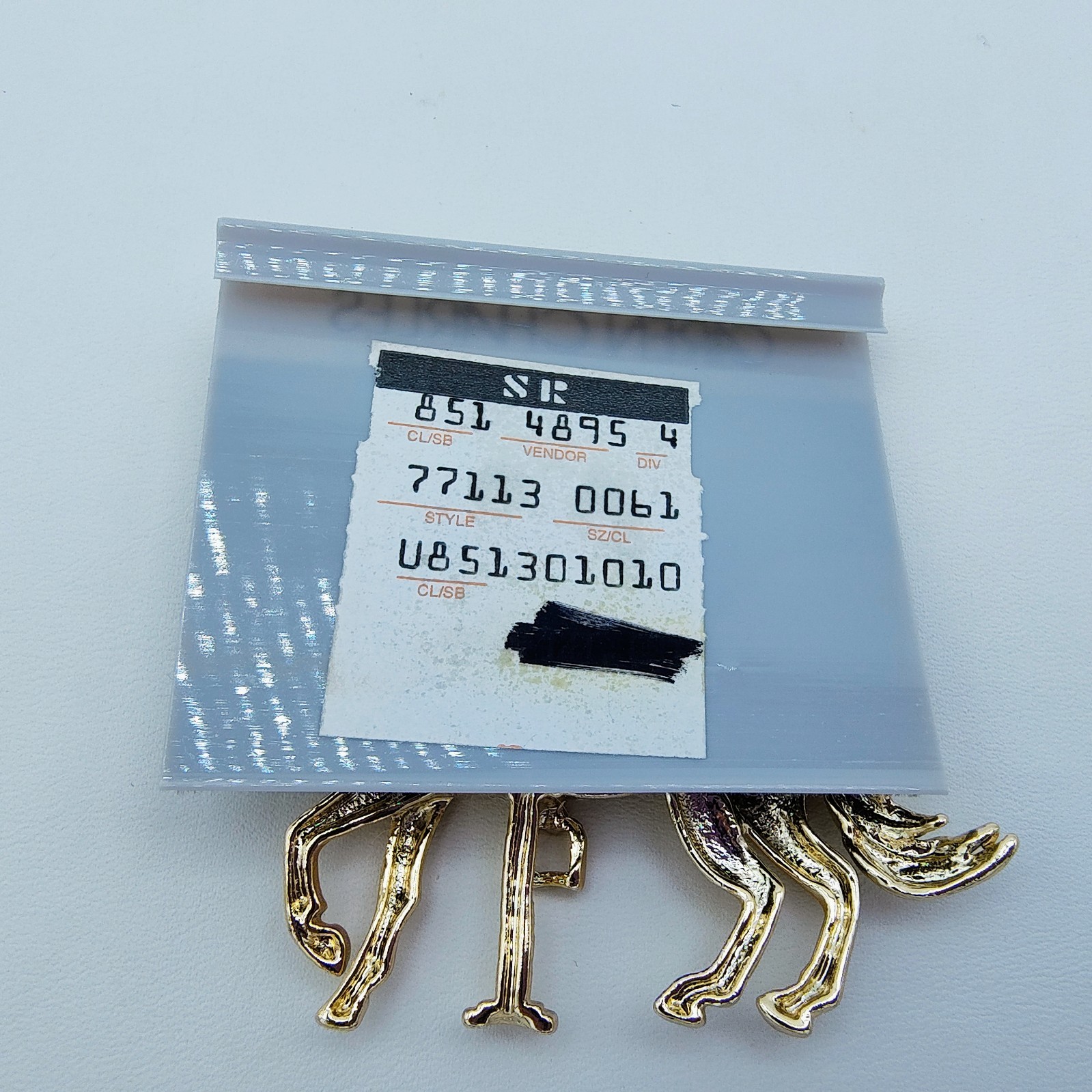 Vintage Caren Charles Unicorn Carousel Horse Brooch Gold Tone Rhinestone Fantasy
