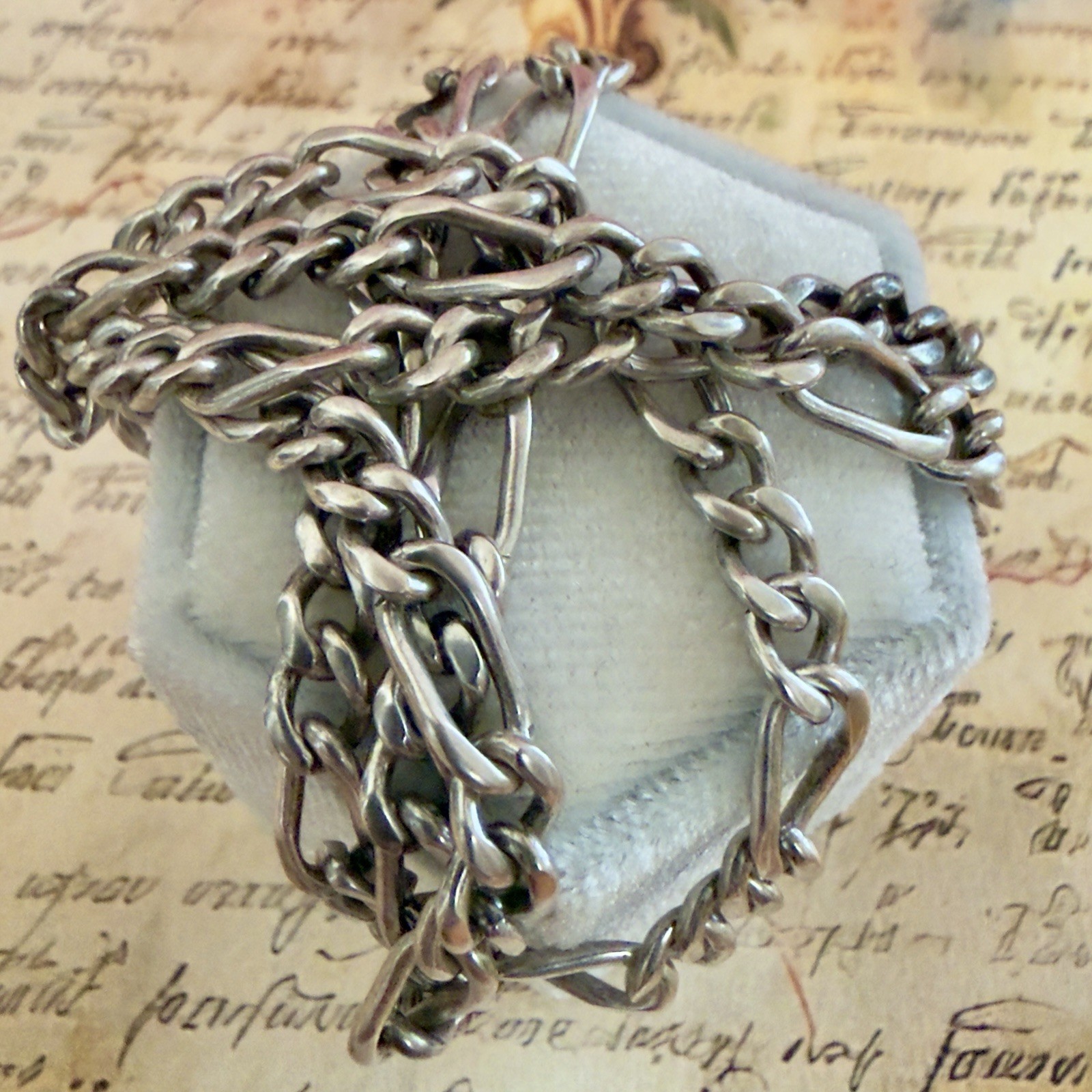 925 Sterling Silver Figaro Chain- 20″ – 50.5 cm -27g Vintage East European #1931