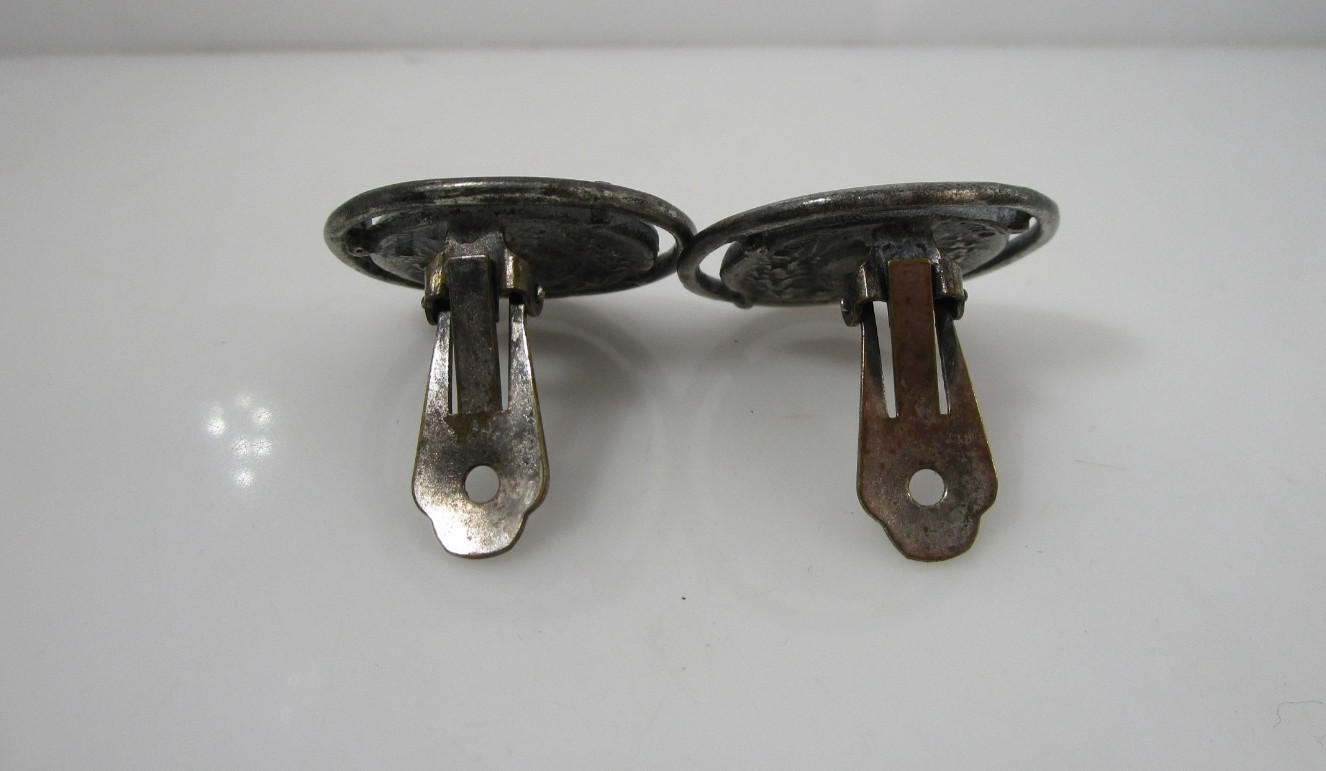 Vintage Alva Studio Horse Museum Replica Silver Tone Clip Earring