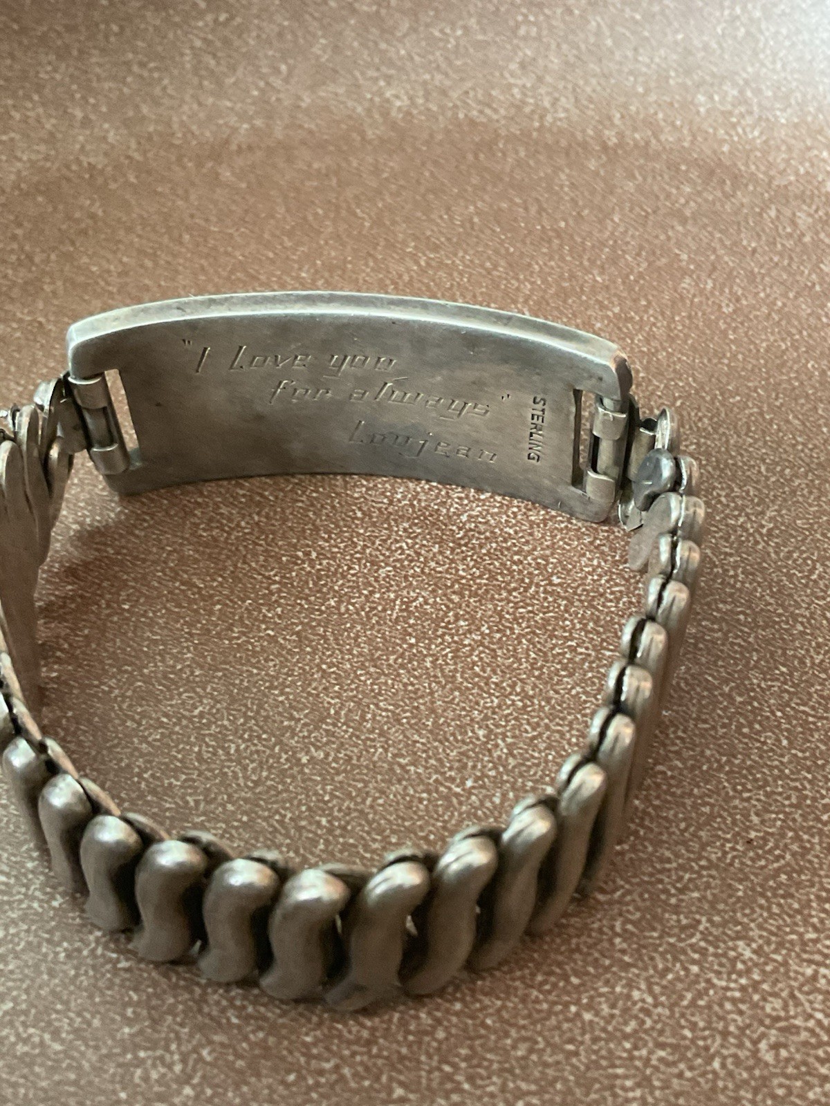 Vtg Heavy Solid 925 Sterling Silver ID Bracelet Expansion Link Stretch Band 44 g