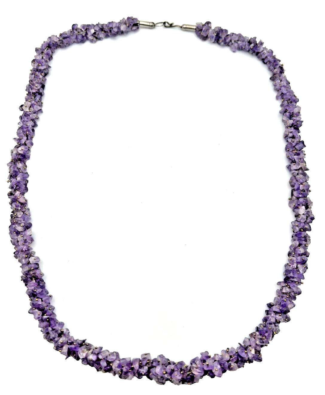 Vintage Genuine Amethyst Handmade Necklace Semi-Precious Chip Bead Purple 26”
