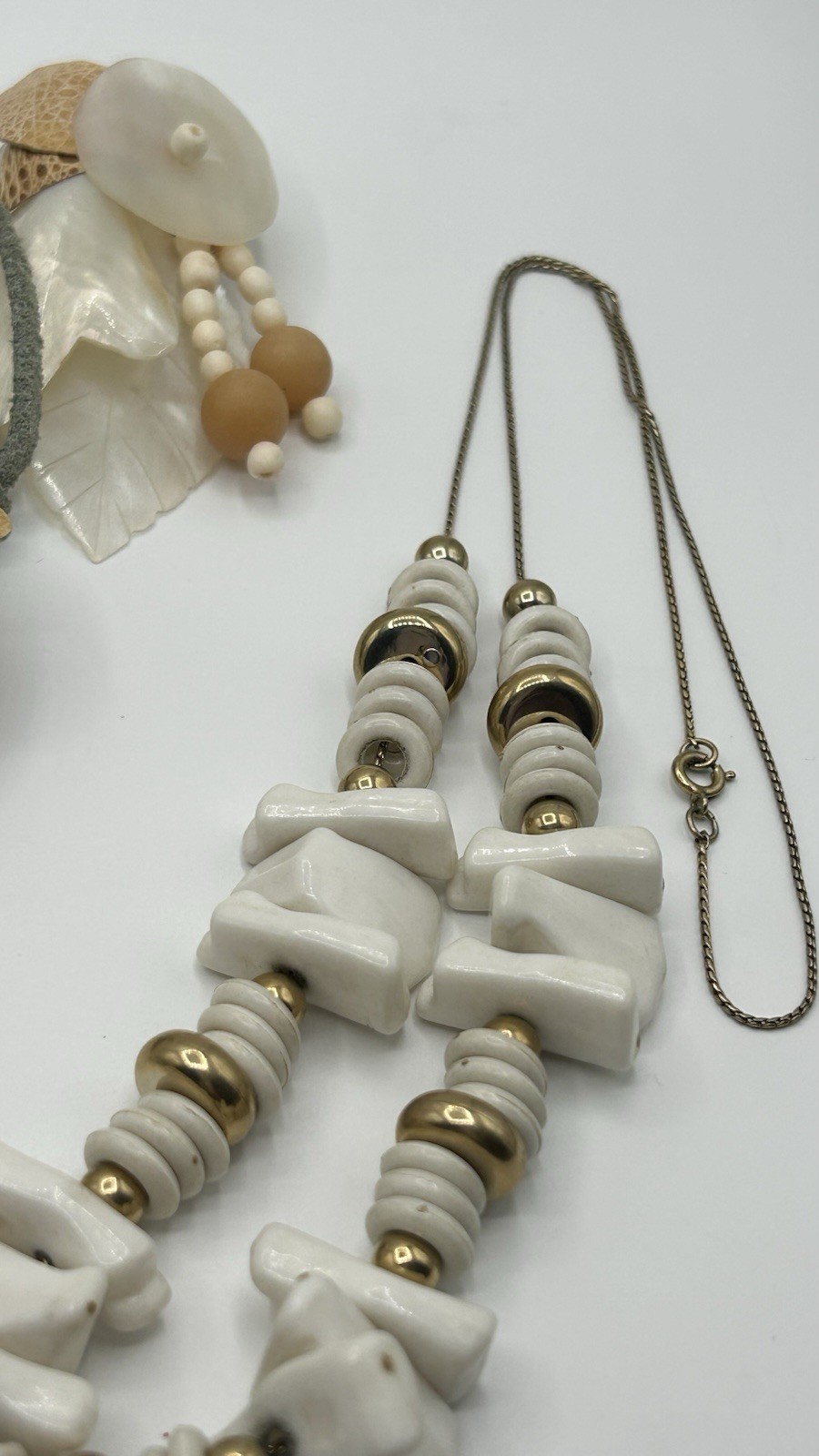 Vintage Nature Jewelry Lot of 8 Beaded Necklace, Shell Earrings Beach