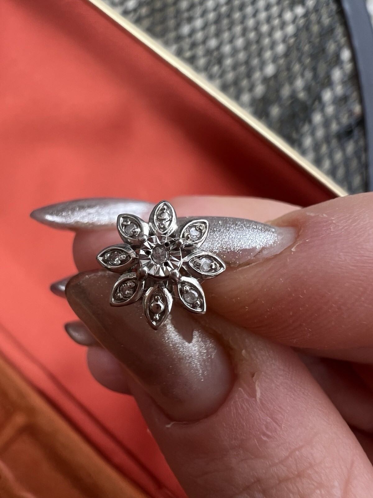 Vintage 14k gold DIAMOND snowflake jewelry set – earrings, ring – great gift!
