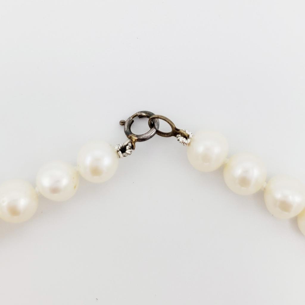 17.5” Strand Bright White Pearls 6mm Sterling Clasp