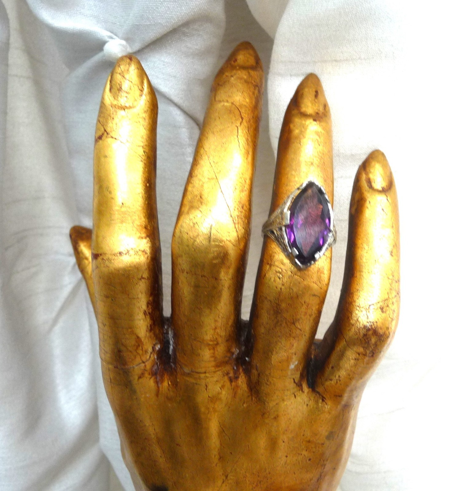 AMAZING ANTIQUE OSTBY BARTON TITANIC ORNAMENTAL STERLING AMETHYST GEMSTONE RING!