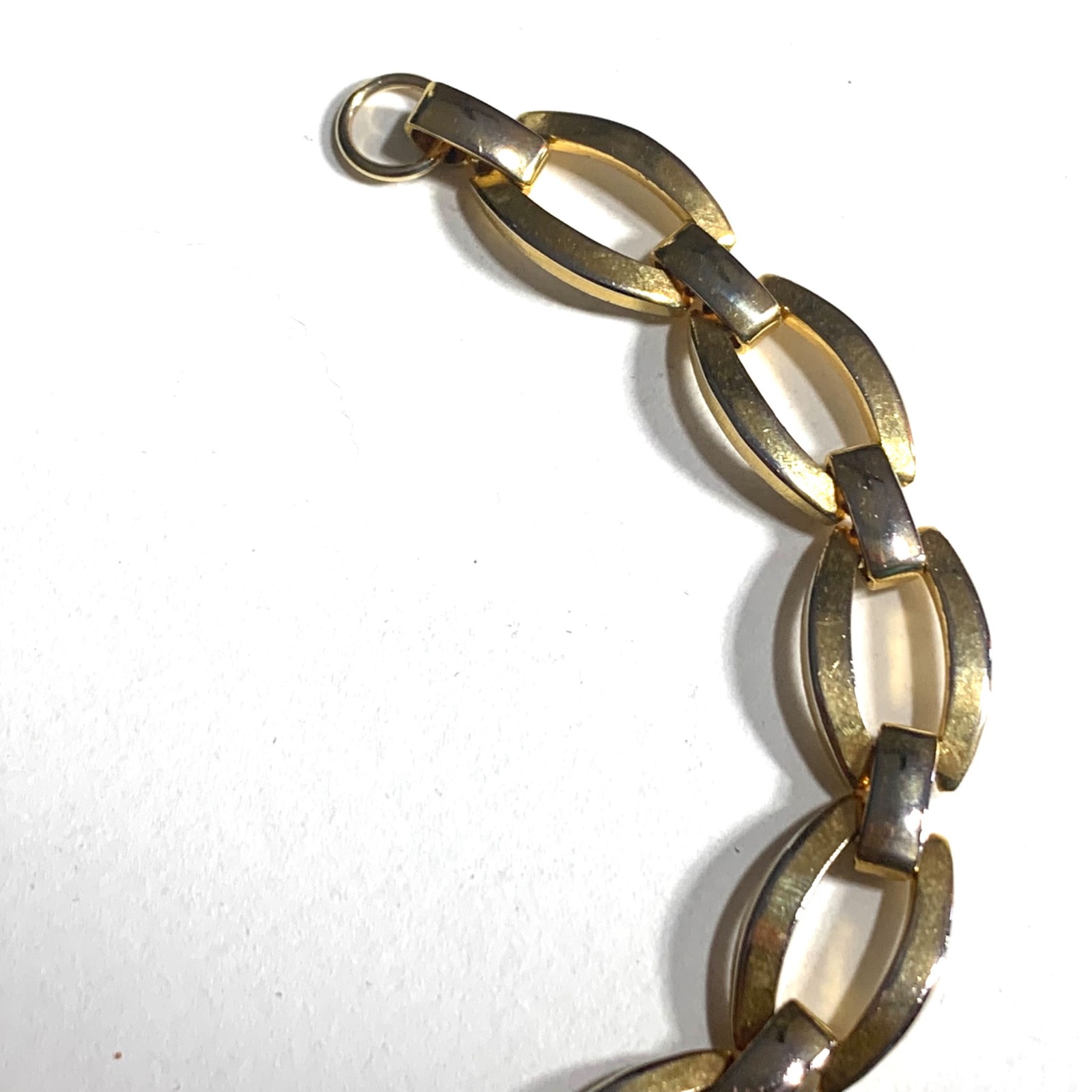 Vintage Gold Tone Chain Link Bracelet Open Oval Articulated Links
