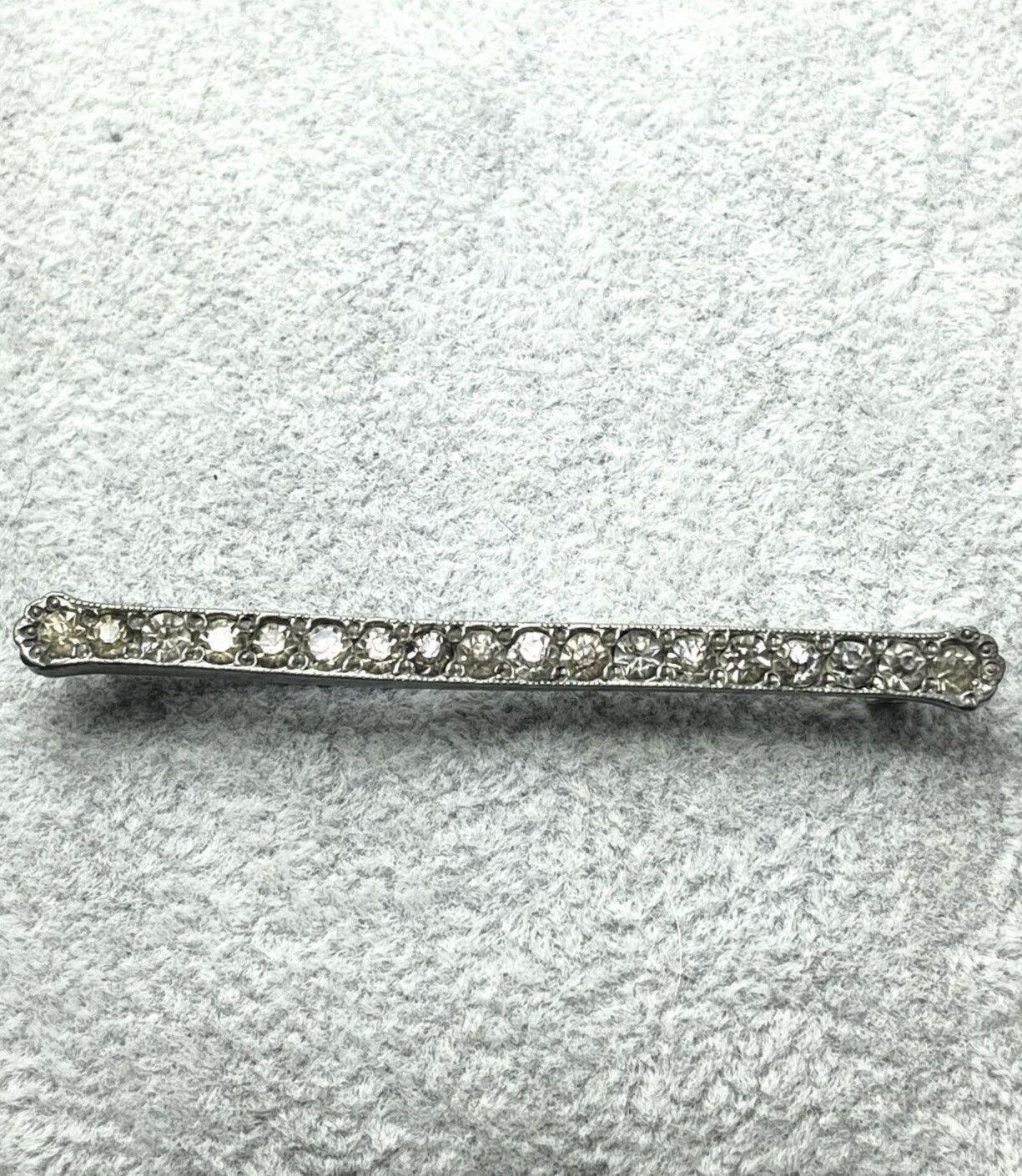 Antique Estate Rhinestone Silverite Bar Pin