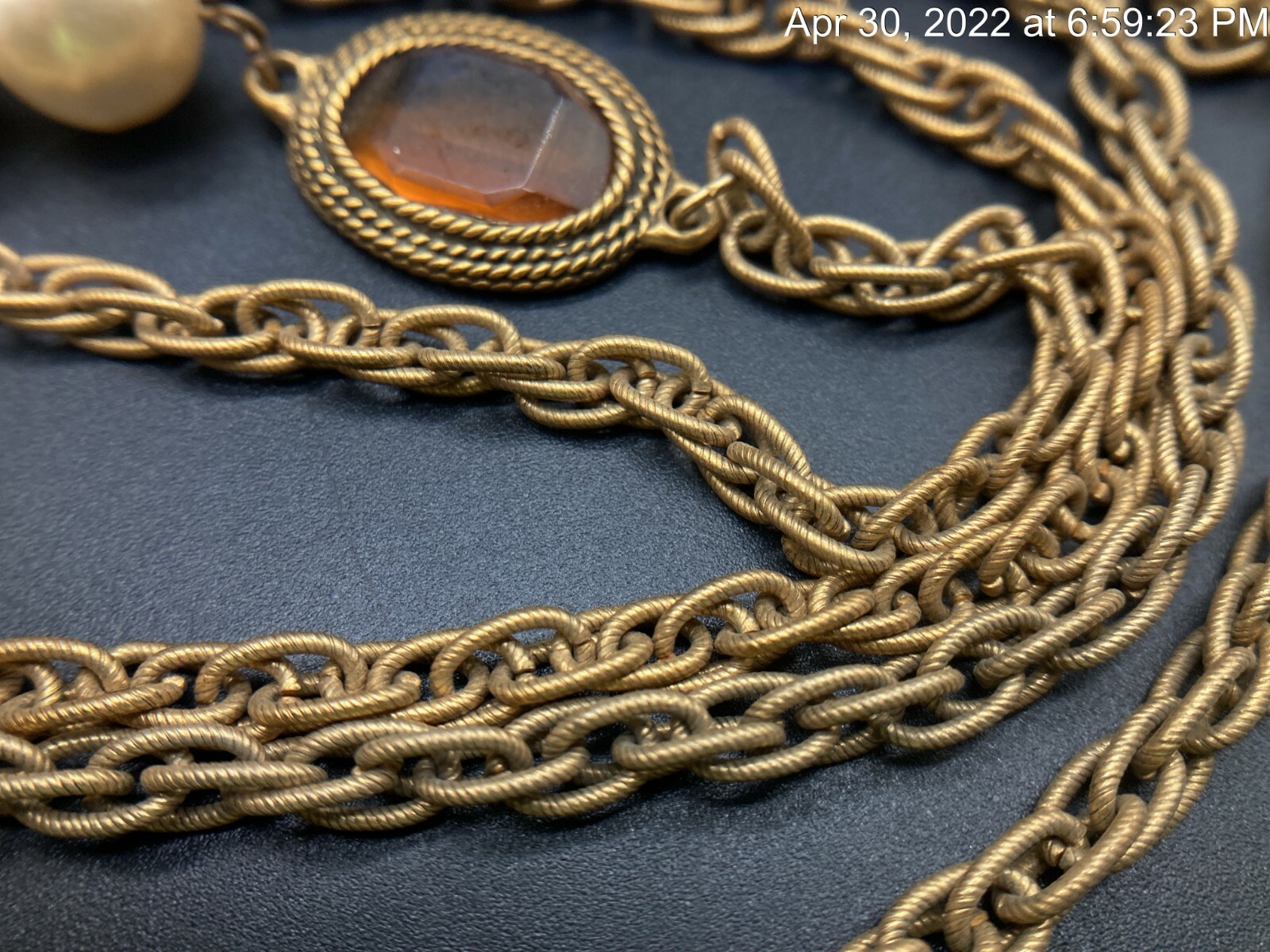 Vintage Czech Glass Faceted Crystal Gold Tone Rope Art Deco Flapper Necklace 32”