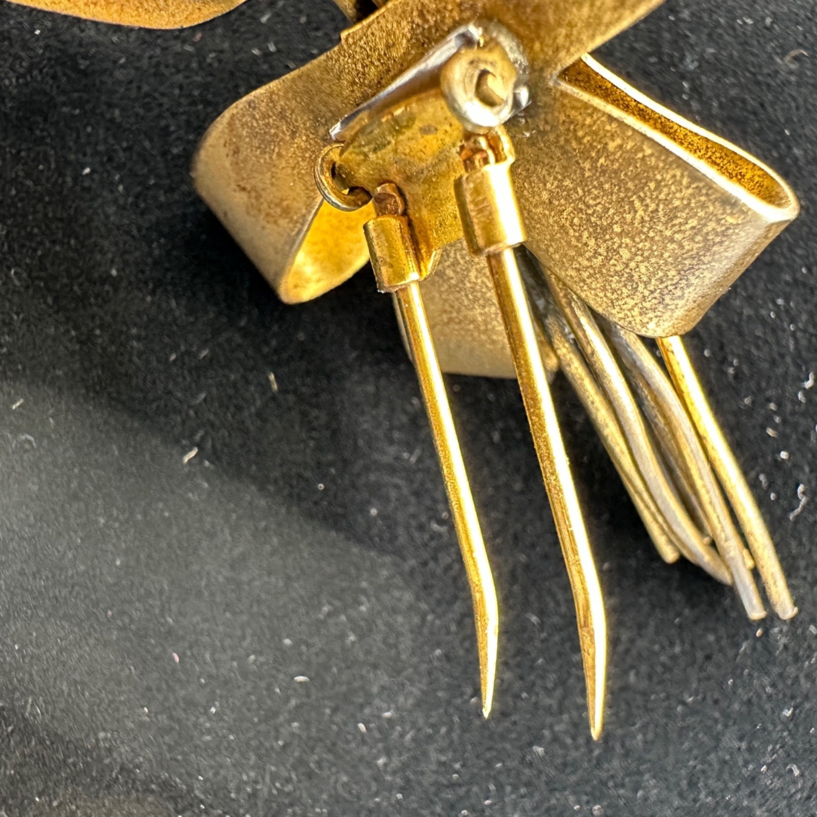 Antique Gold Tone Floral Bouquet Hairpin Bow Design Early 1900s Vintage Jewelry